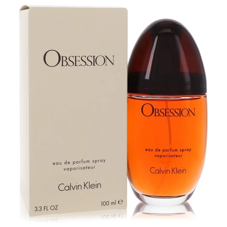 Calvin Klein Obsession perfume bottle and packaging on a white background