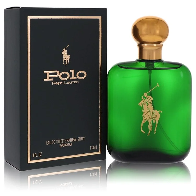 Green Polo Ralph Lauren perfume bottle with packaging on a white background
