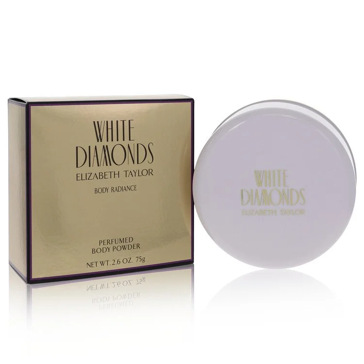 White Diamonds Elizabeth Taylor perfumed body powder with packaging on a white background