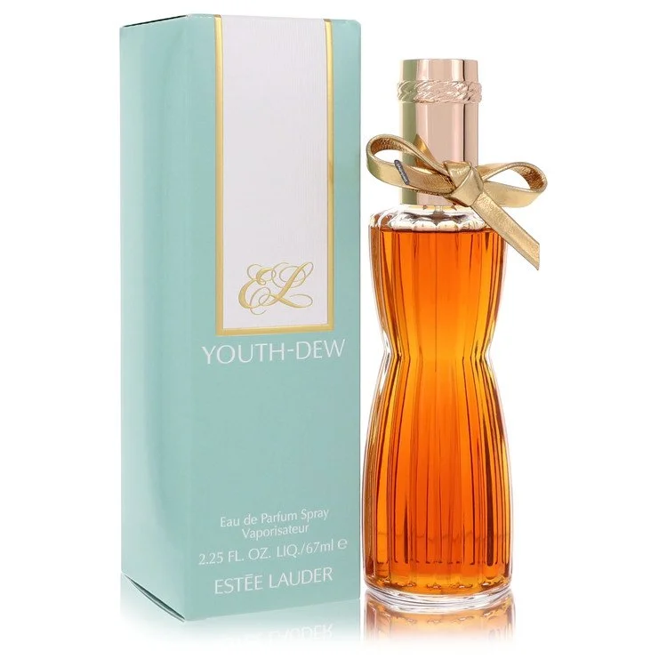 Estée Lauder Youth-Dew perfume bottle with packaging on a white background