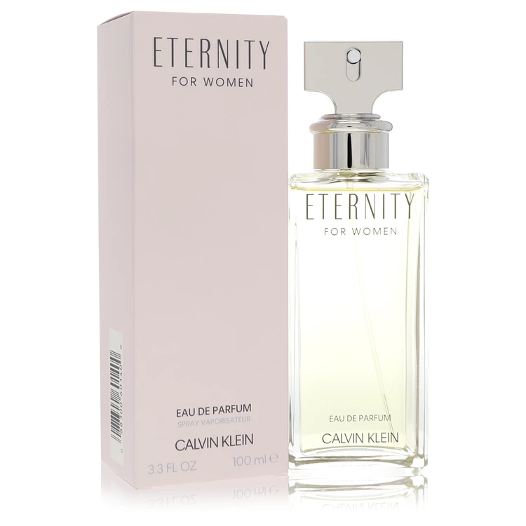 Calvin Klein Eternity for women Eau de Parfum bottle and packaging on a white background