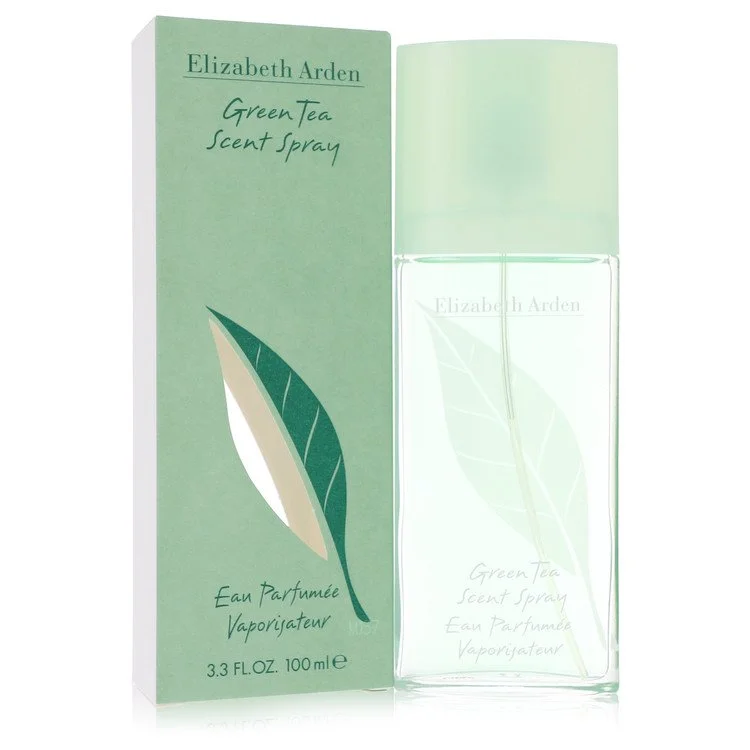 Elizabeth Arden Green Tea Scent Spray packaging with a green leaf design on a white background