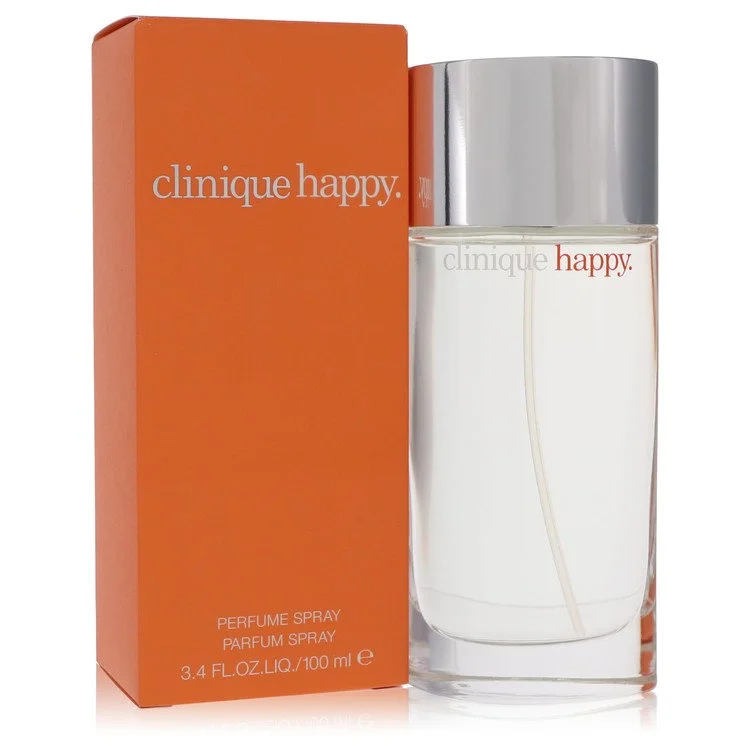 Clinique Happy perfume bottle and packaging on a white background