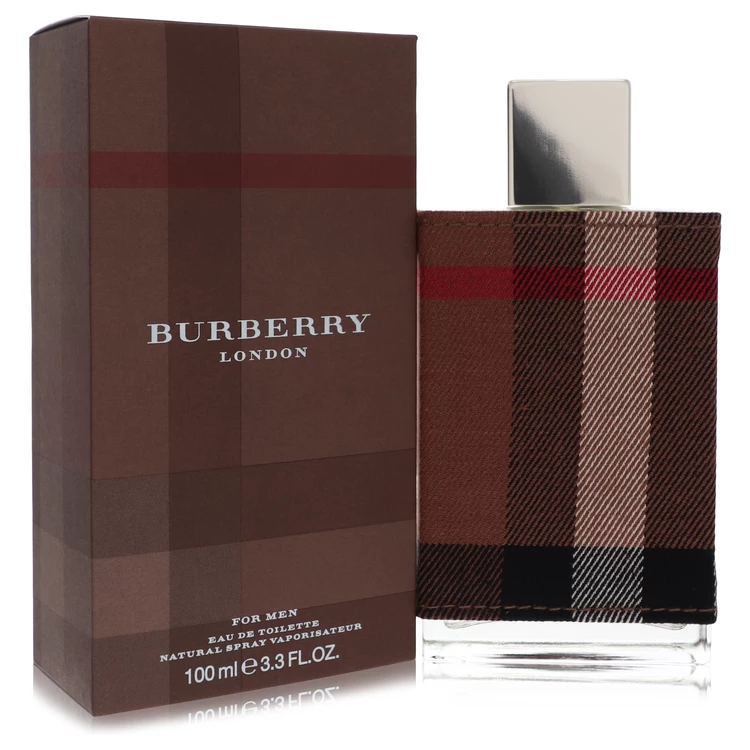 Burberry London men's perfume bottle and packaging on a white background