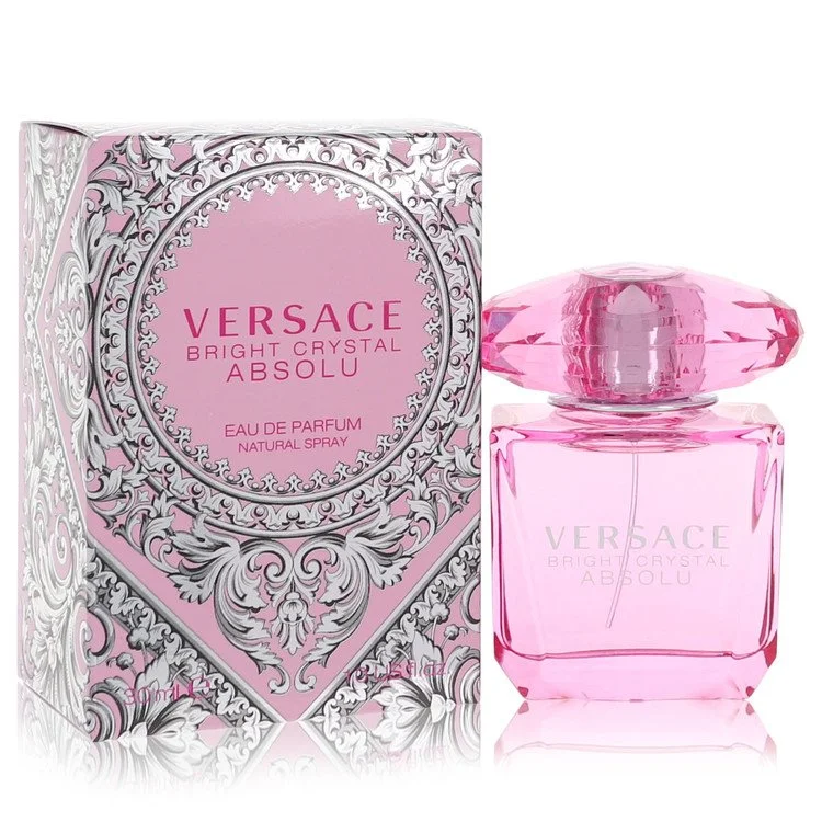 Versace Bright Crystal Absolu perfume bottle and packaging on a white background