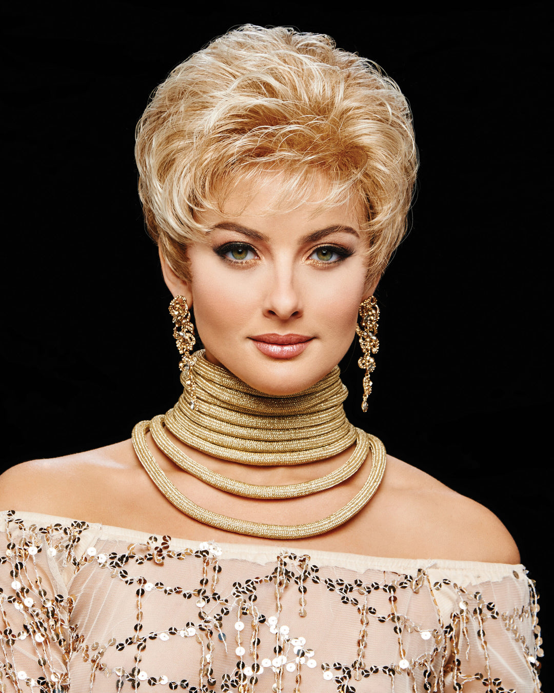 Gabor Acclaim Short Waved Layers Wig: Lightweight Kanekalon Flexlite Fiber, Tapered Nape