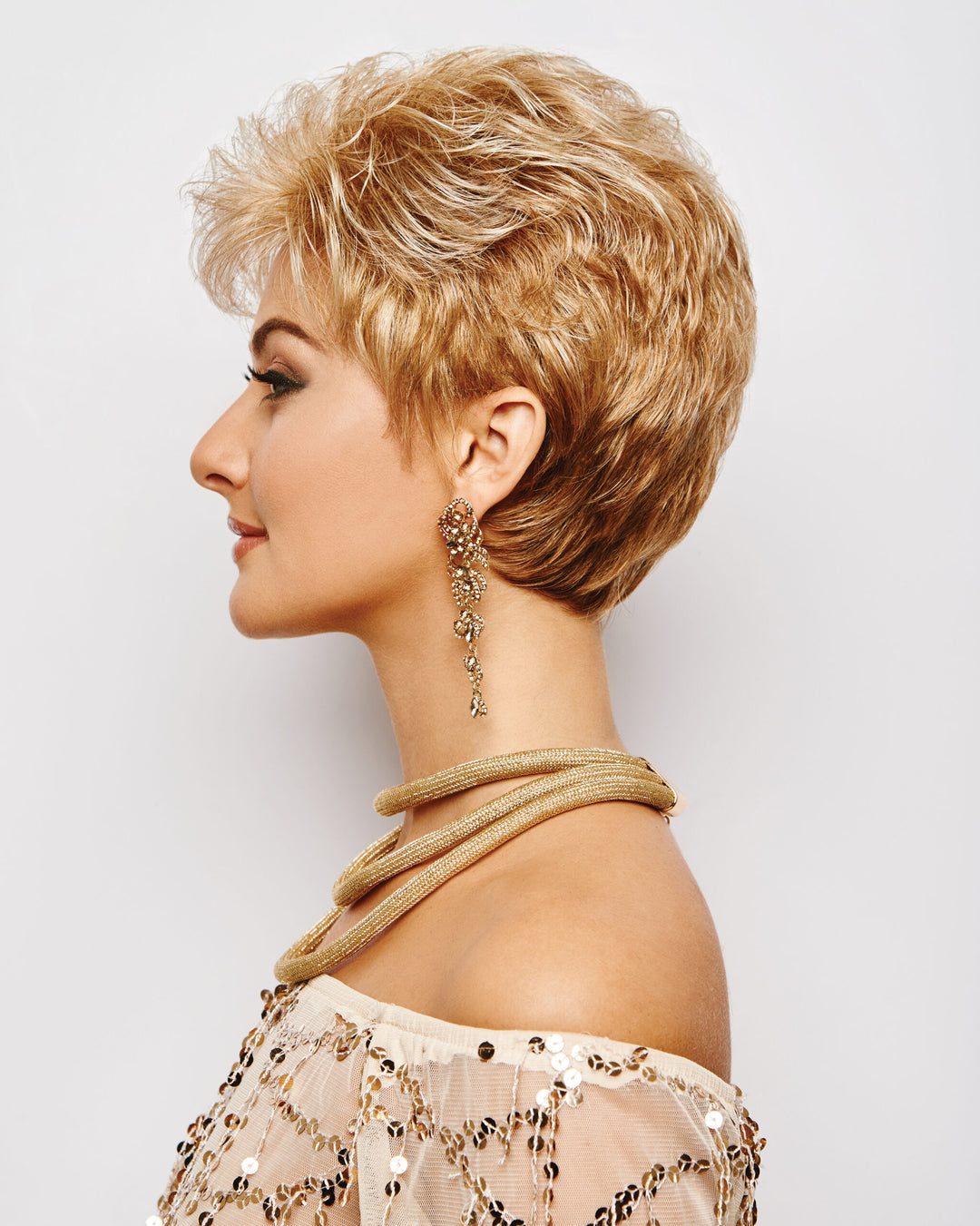 Gabor Acclaim Short Waved Layers Wig: Lightweight Kanekalon Flexlite Fiber, Tapered Nape