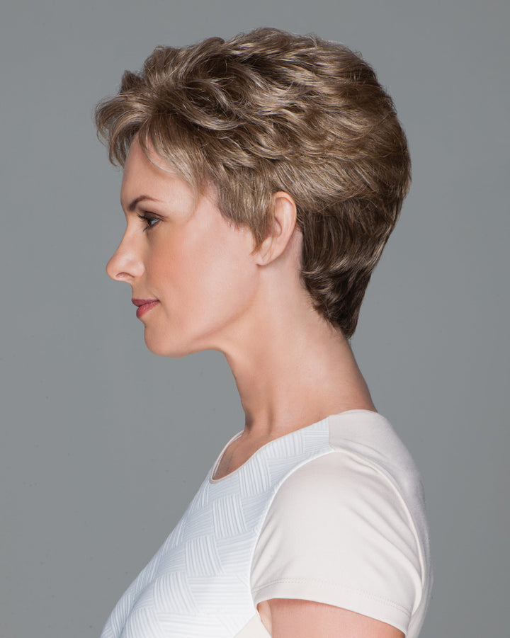 Gabor Acclaim Short Waved Layers Wig: Lightweight Kanekalon Flexlite Fiber, Tapered Nape