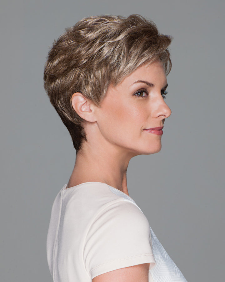 Gabor Acclaim Short Waved Layers Wig: Lightweight Kanekalon Flexlite Fiber, Tapered Nape