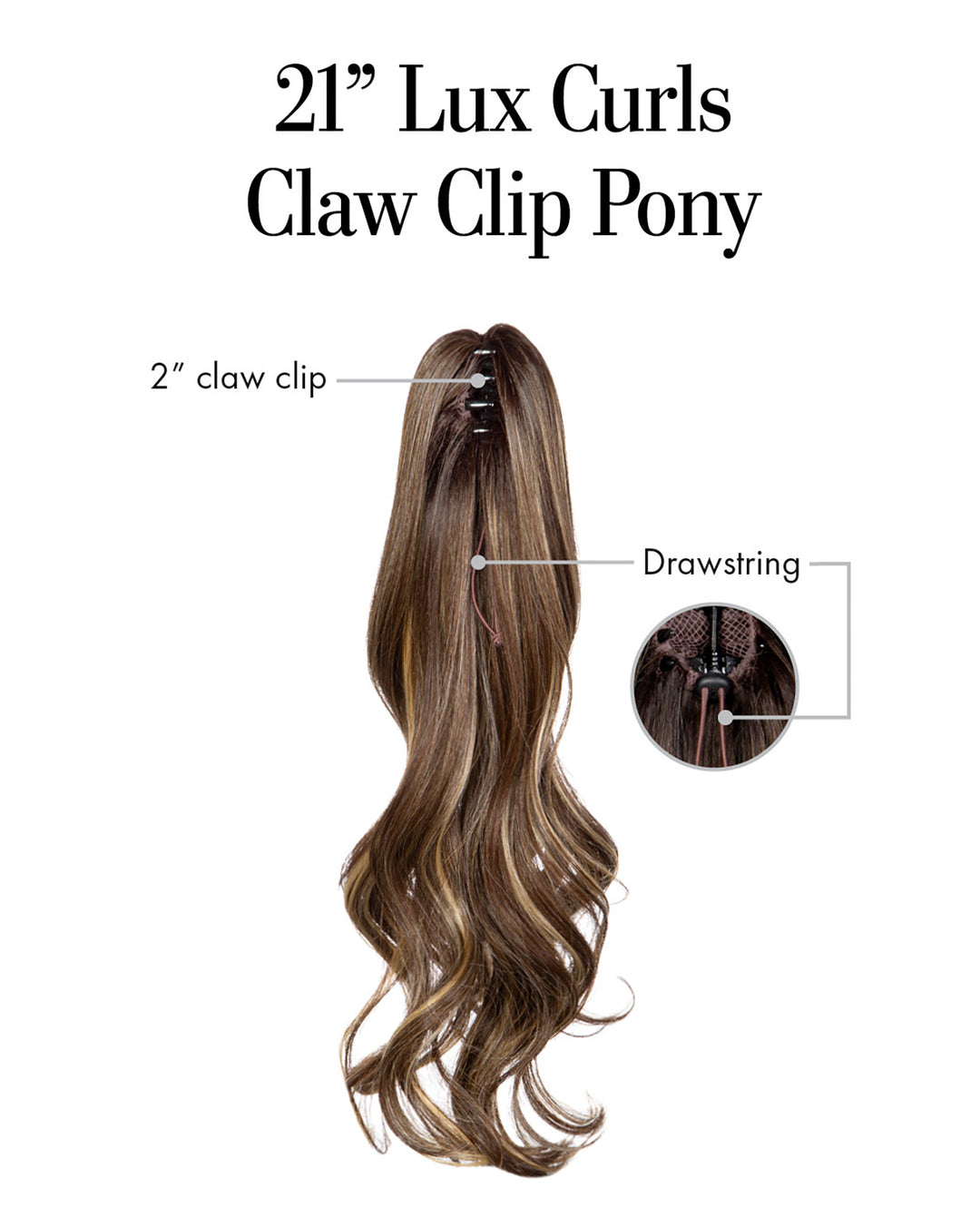 21″ Lux Curls Claw Clip Pony by KIm Kimble